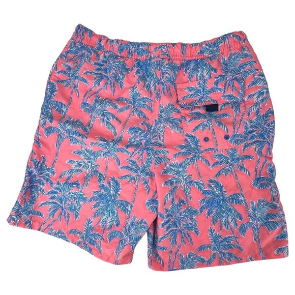 Vineyard Vines Swim Trunk Boy Youth Blue Peach Palm Tree Tropical XL Swim Suit - Picture 3 of 6